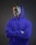 blue hoodie side mockey